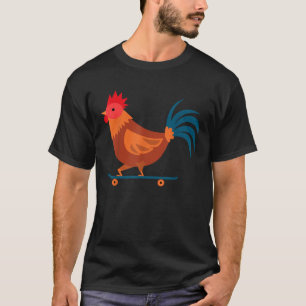 Rooster-Hühnerskateboard Farm Poultry-Skateboard T-Shirt