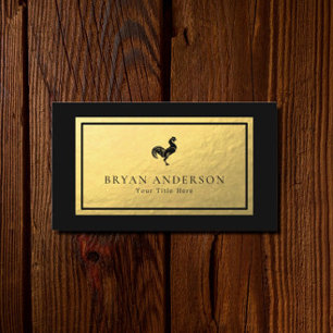 Rooster - Imitate Gold Foil Business Card Visitenkarte