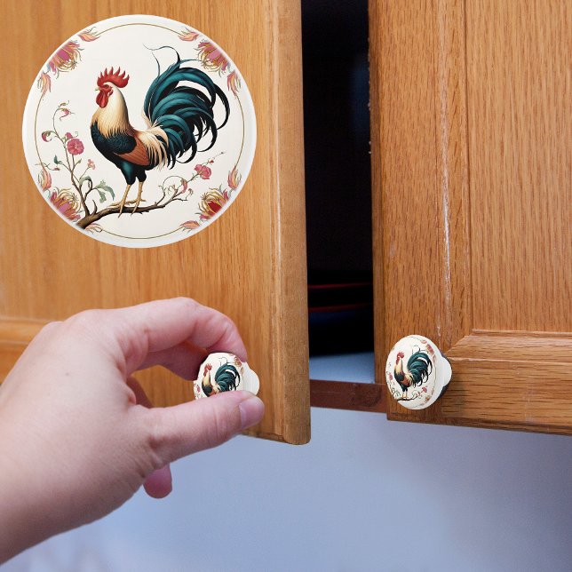 Rooster in der Keramik Keramikknauf (Von Creator hochgeladen)