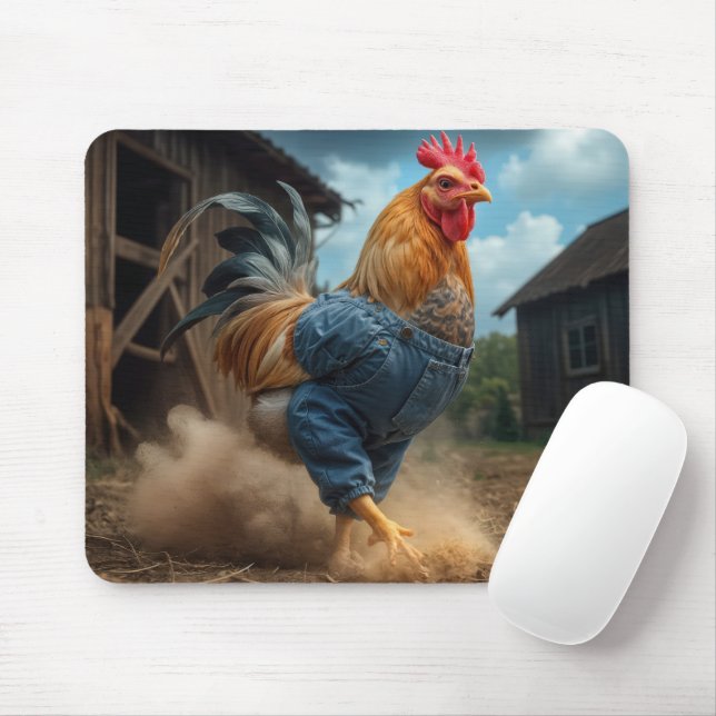 Rooster in einem dummen Bauernhof Mousepad (Mit Mouse)