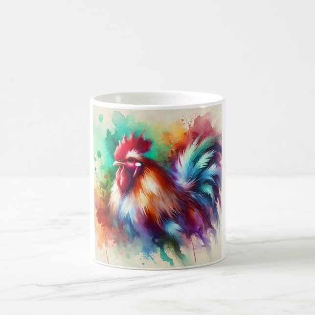 Rooster in Watercolor Art 170724AREF138 - Watercol Kaffeetasse (Mittel)