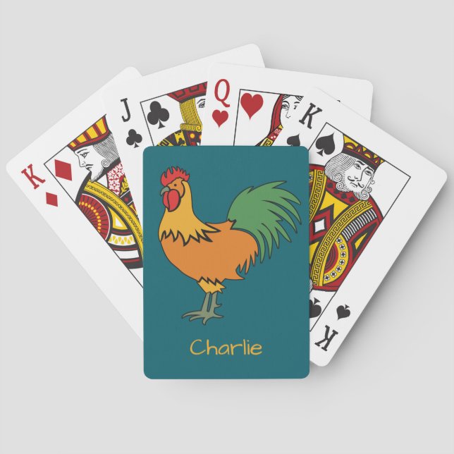 Rooster-individuelle Name und Farbspielkarten Spielkarten (Rückseite)