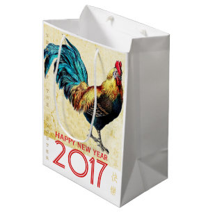 Rooster Jahr 2017 Gruß in chinesischer M-Geschenkt Mittlere Geschenktüte