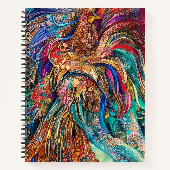 Rooster - Kaleidoskop von Farben Notizbuch (Vorderseite)