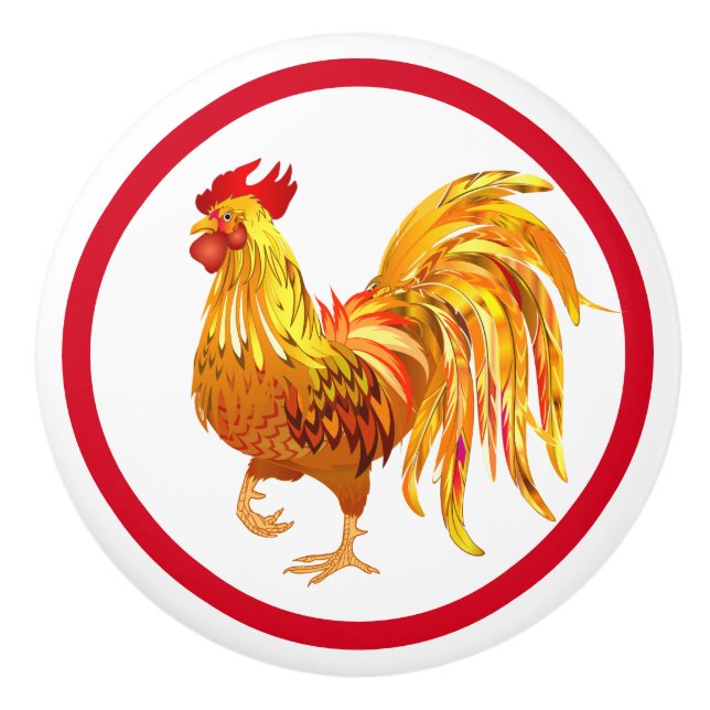 Rooster Keramik Cabinet Knock Keramikknauf (Vorderseite)