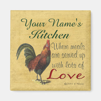 Rooster Kitchenmagnet Personalisiert mit Ihrem Nam Magnet