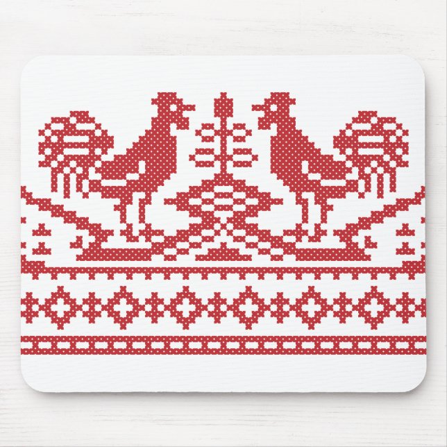 Rooster-Kreuzstich Mousepad (Vorne)
