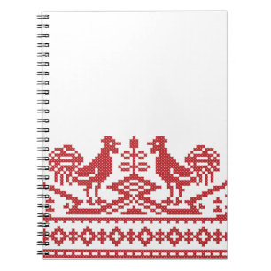 Rooster-Kreuzstich Notizblock