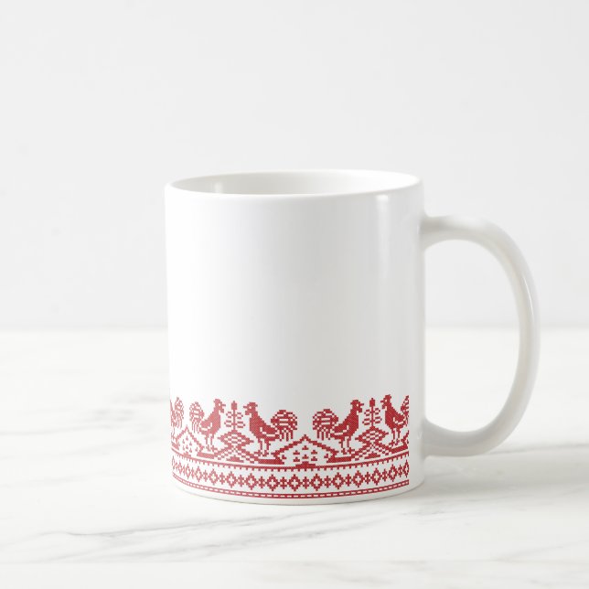 Rooster-Kreuzstich Tasse (Rechts)