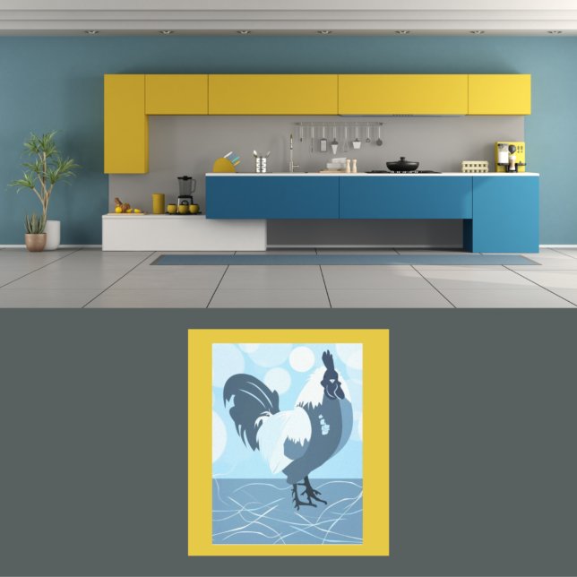 Rooster Light Blue Kitchen Wand an Wand - Poster (Von Creator hochgeladen)