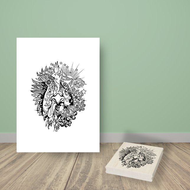 Rooster Line Art Colour Page Gummistempel (Von Creator hochgeladen)