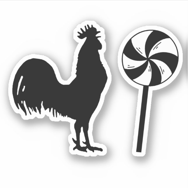 Rooster Lollipop Aufkleber (Vorderseite)