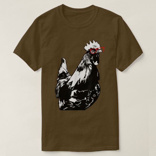 Rooster mit Brille Hühner-Bauer T-Shirt (Design vorne)