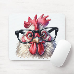 Rooster mit schwarzer Brille Mousepad