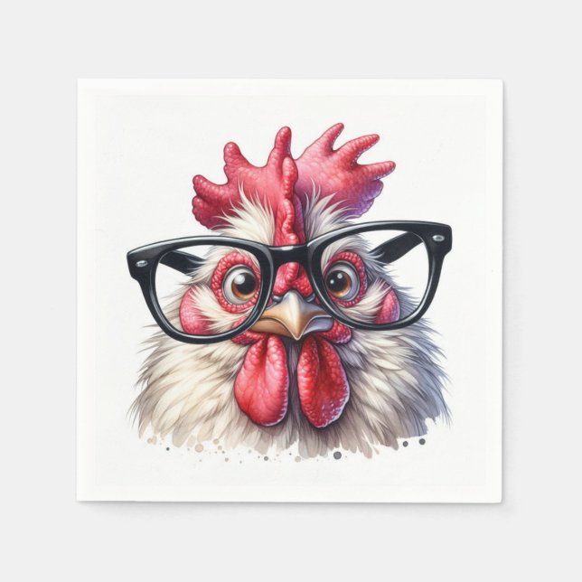 Rooster mit schwarzer Brille Serviette (Vorderseite)