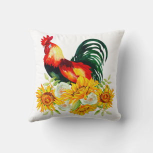 Rooster mit Sonnenblumen Bauernhof Kissen Kissen