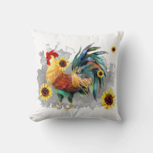 Rooster mit Sonnenblumen Bauernhof Kissen Kissen