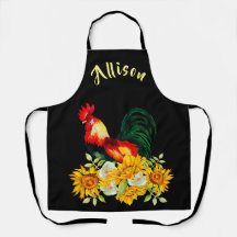Rooster mit Sonnenblumen Schwarze Personalisierte