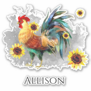 Rooster mit Sonnenblumennamen Aufkleber