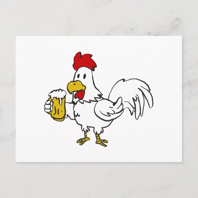 Rooster mit Tasse | Hintergrundfarbe auswählen Postkarte (Vorderseite)