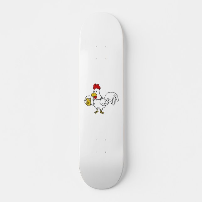 Rooster mit Tasse | Hintergrundfarbe auswählen Skateboard (Vorne)