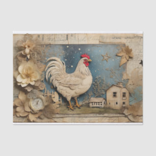 Rooster Old macdonald Farm Collage Seidenpapier