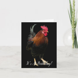 ROOSTER ON BLACK PHOTO BIRTHDAY GREETING CARD KARTE