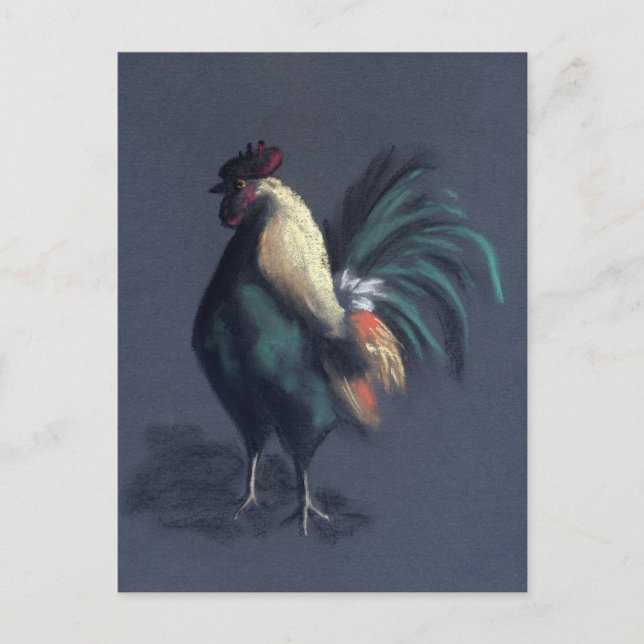 Rooster Pastel Postkarte (Vorderseite)