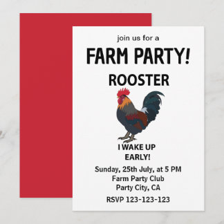 Rooster Petting Zoo Ich Weckte Frühe Funny Rooster Einladung