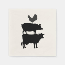 Rooster Pig Cow Barnyard Party Paper Napkin Serviette