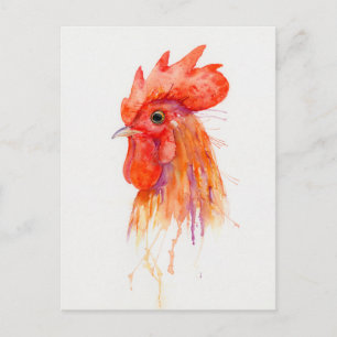 Rooster-Portrait Golden Postkarte