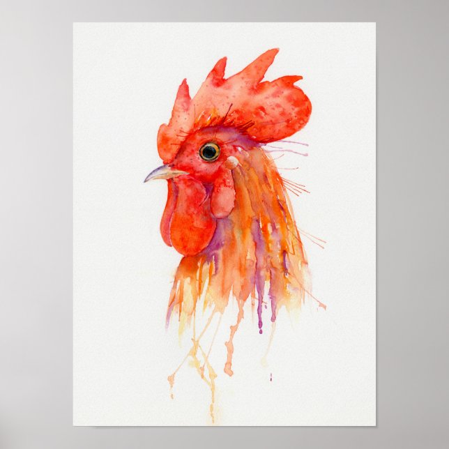 Rooster-Portrait Golden Rooster Poster (Vorne)