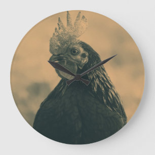 Rooster Portrait Große Wanduhr