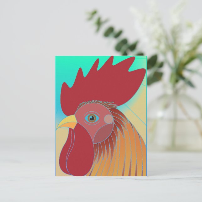 Rooster Postkarte (Stehend Vorderseite)