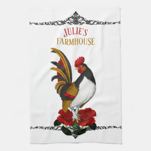 Rooster Red Black Gold Geschirrtuch