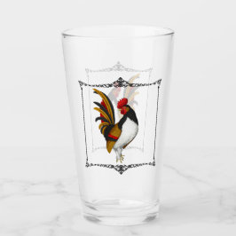 Rooster Red Black Gold Glas