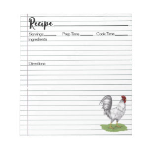 Rooster-Rezept Notepad Notizblock