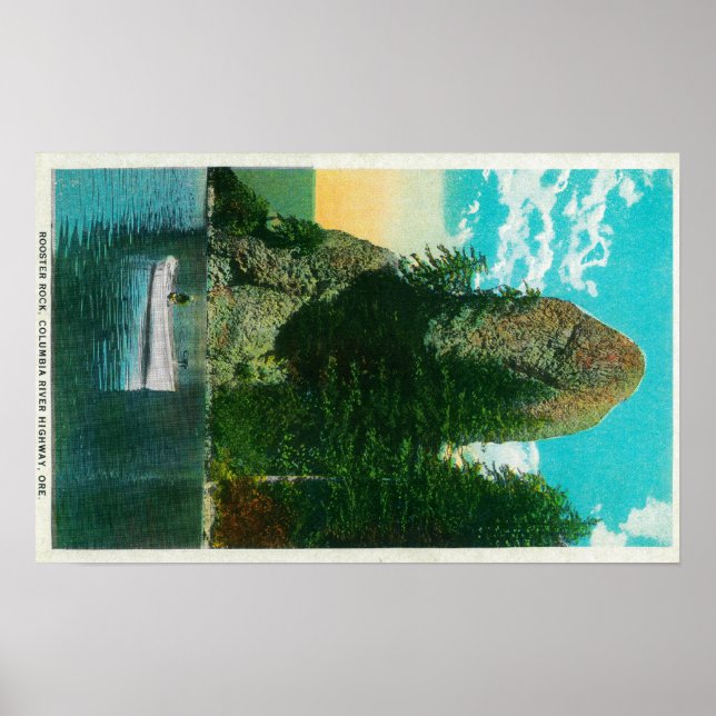 Rooster Rock on Columbia River Poster (Vorne)