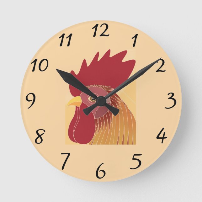 Rooster Runde Wanduhr (Vorderseite)