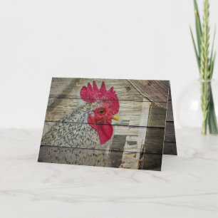 Rooster Rustic Chicken Coop Barboard Board Dankeskarte