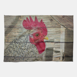 Rooster Rustic Chicken Coop Barboard Board Geschirrtuch