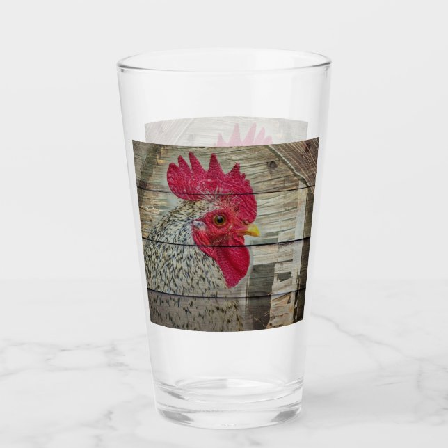 Rooster Rustic Chicken Coop Barboard Board Glas (Vorderseite)
