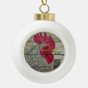 Rooster Rustic Chicken Coop Barboard Board Keramik Kugel-Ornament