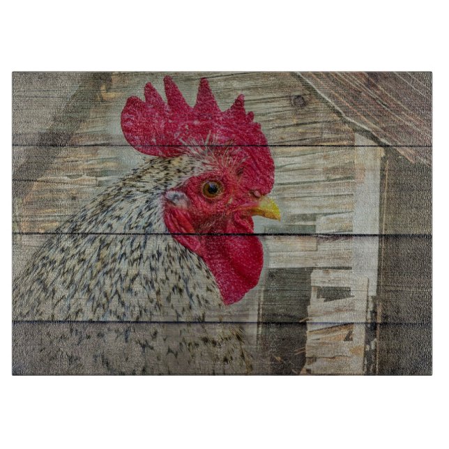 Rooster Rustic Chicken Coop Barboard Board Schneidebrett (Vorderseite)