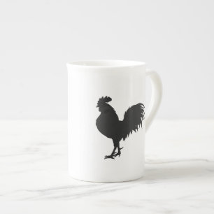 Rooster-Silhouette - Hintergrundfarbe auswählen Prozellantasse