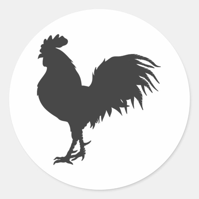 Rooster-Silhouette - Hintergrundfarbe auswählen Runder Aufkleber (Vorderseite)