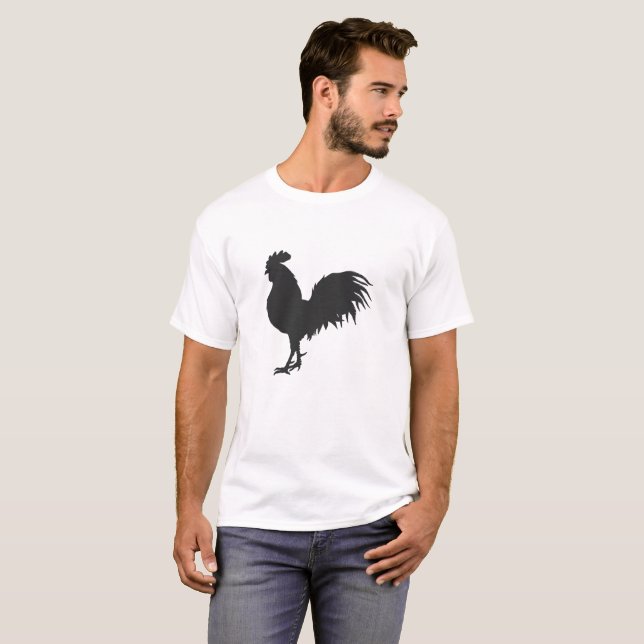 Rooster-Silhouette - Hintergrundfarbe auswählen T-Shirt (Vorne ganz)