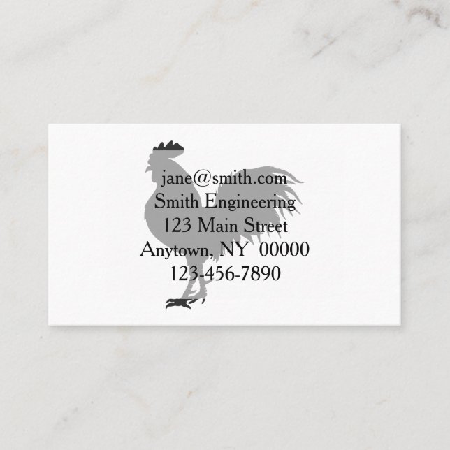 Rooster-Silhouette - Hintergrundfarbe auswählen Visitenkarte (Vorderseite)