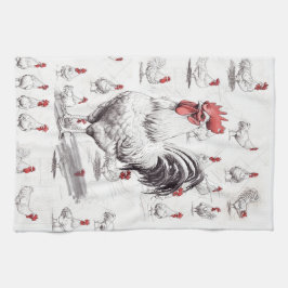 Rooster Sketches Geschirrtuch