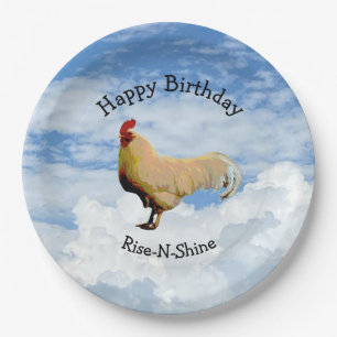 ROOSTER SKY SCHLIESST GLÜCKLICH BIRTHDAY PAPIERPLA PAPPTELLER